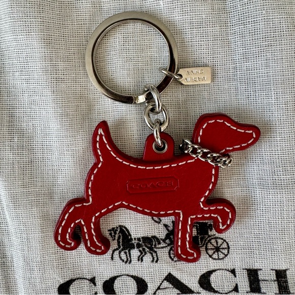 Coach Leather Dog Silhouette Key Ring Bag Charm Vintage RARE - Picture 6 of 13